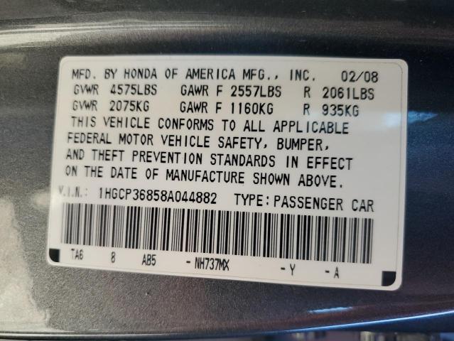 1HGCP36858A044882 - 2008 HONDA ACCORD EXL GRAY photo 13