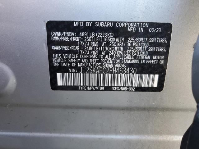 JF2SKAEC2PH463430 - 2023 SUBARU FORESTER PREMIUM GRAY photo 14