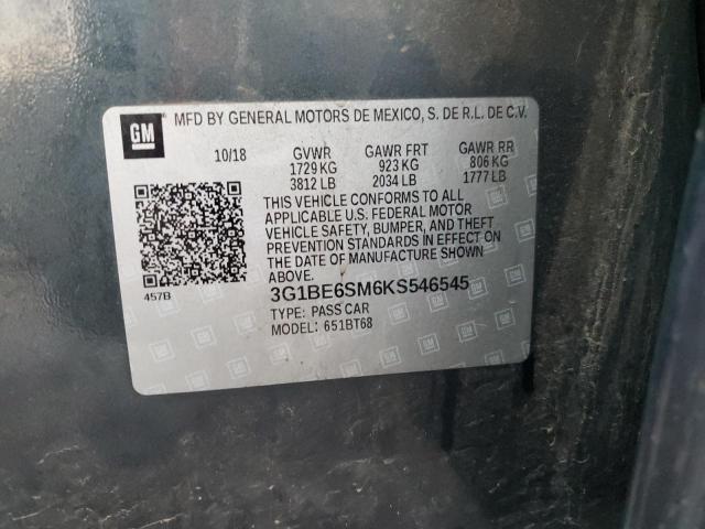 3G1BE6SM6KS546545 - 2019 CHEVROLET CRUZE LT Schwarz Foto 13