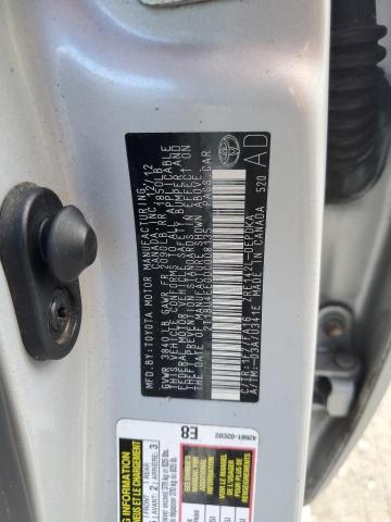 2T1BU4EE0DC008135 - 2013 TOYOTA COROLLA BASE SILVER photo 12