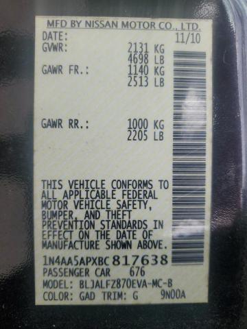 1N4AA5APXBC817638 - 2011 NISSAN MAXIMA S იასამნისფერი ფოტო 12