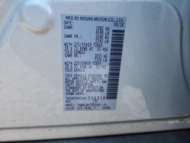 5N1AT2MT1KC711358 - 2019 NISSAN ROGUE S SILVER photo 14