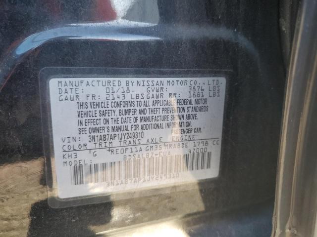 3N1AB7AP1JY249310 - 2018 NISSAN SENTRA S Սև լուսանկար 12