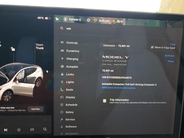 5YJYGDEE2LF044873 - 2020 TESLA MODEL Y WHITE photo 9