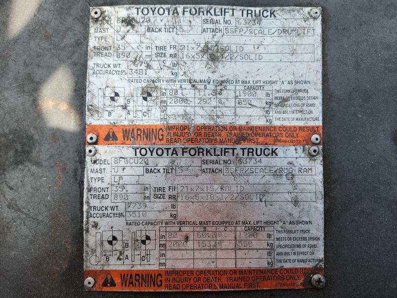 8FGCU2063734 - 2014 TOYOTA 8FGCU20 橙色 照片 10