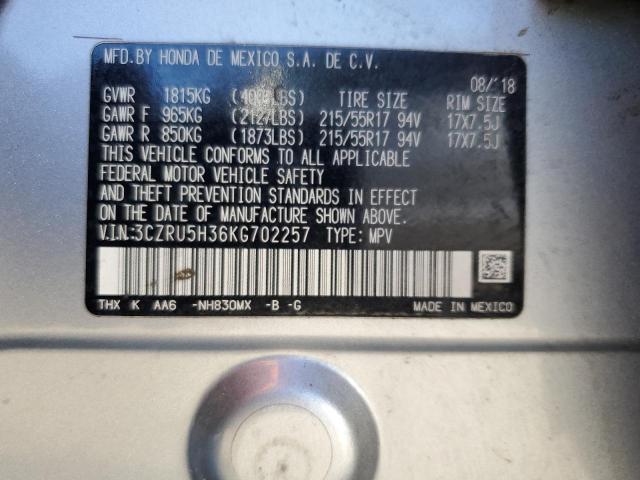 3CZRU5H36KG702257 - 2019 HONDA HR-V LX 银色 照片 13