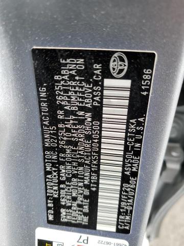 4T1BF1FK5FU040500 - 2015 TOYOTA CAMRY LE SILVER photo 12