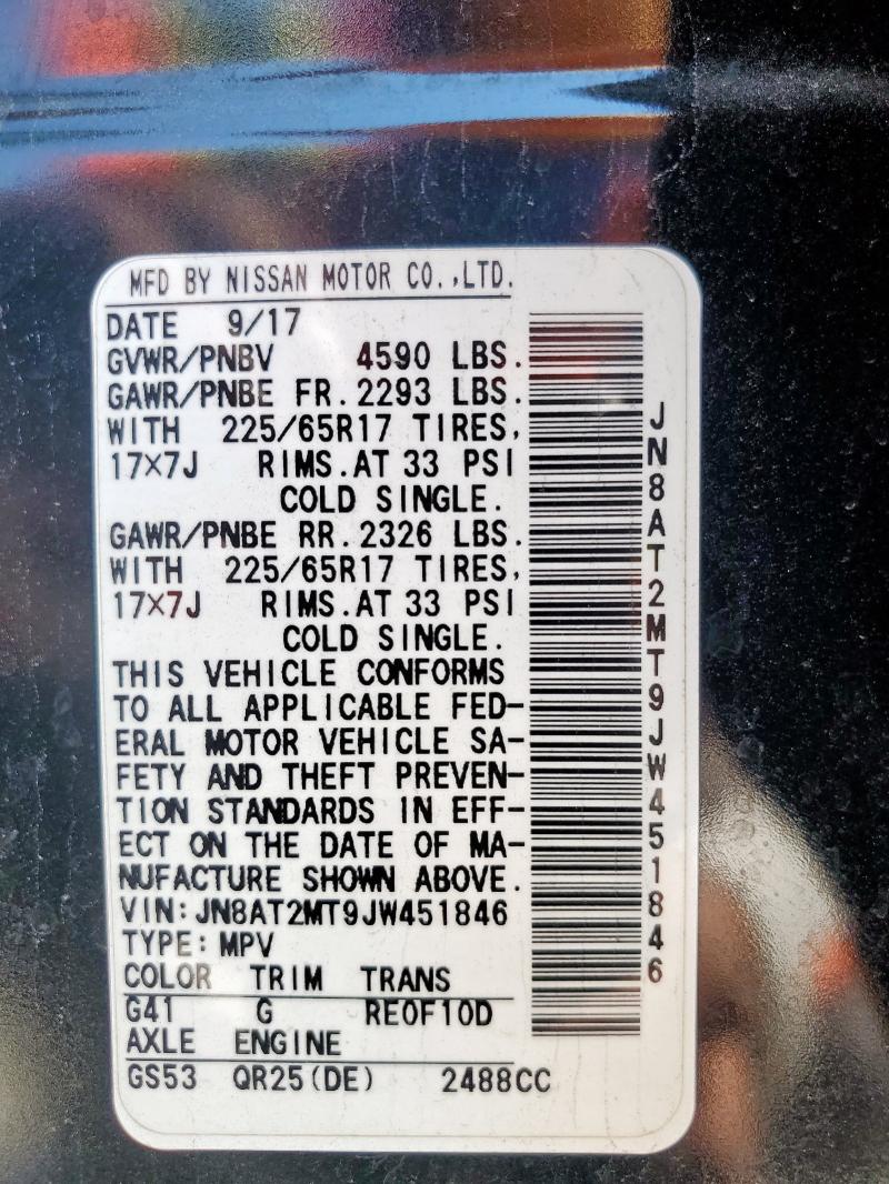 JN8AT2MT9JW451846 - 2018 NISSAN ROGUE S 黑色 照片 13