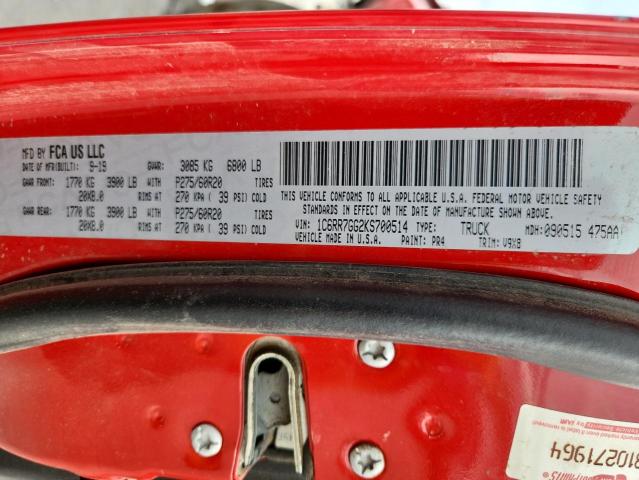 1C6RR7GG2KS700514 - 2019 RAM 1500 CLASS SLT Rojo foto 13