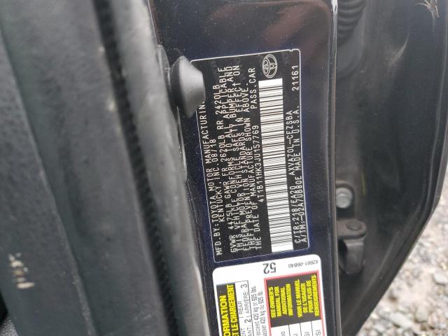 4T1B11HK3JU157769 - 2018 TOYOTA CAMRY L GRAY photo 12