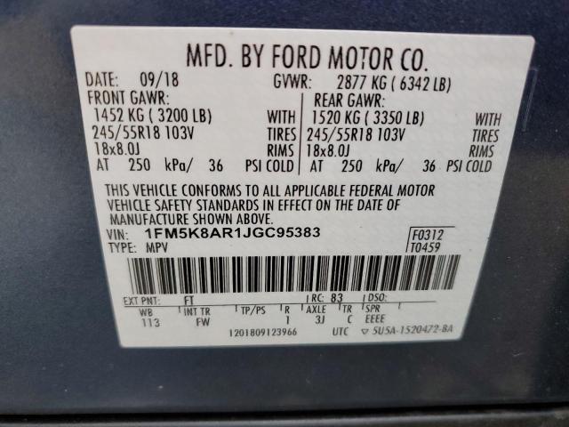 1FM5K8AR1JGC95383 - 2018 FORD EXPLORER POLICE INTERCEPTOR ლურჯი ფოტო 14