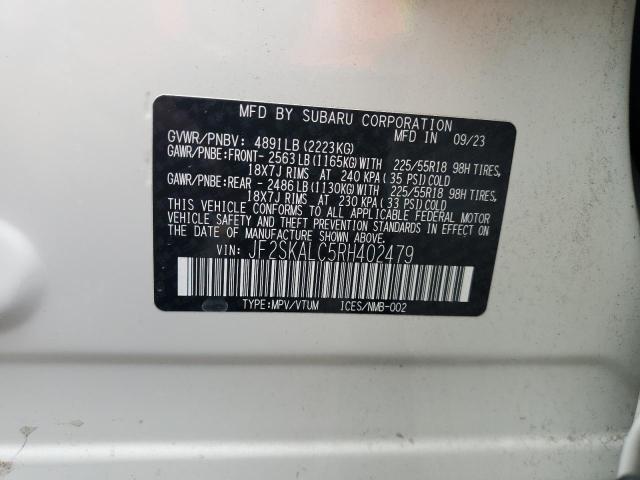JF2SKALC5RH402479 - 2024 SUBARU FORESTER LIMITED WHITE photo 13