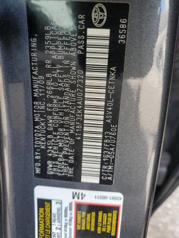 4T1BF3EK4AU077320 - 2010 TOYOTA CAMRY BASE GRAY photo 13