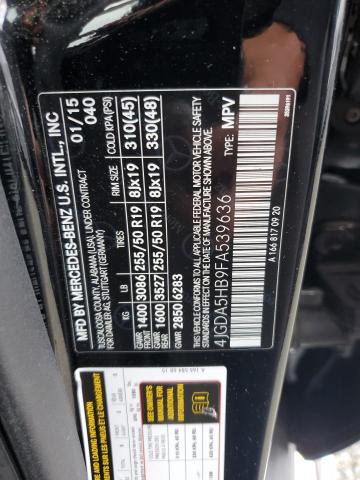 4JGDA5HB9FA539636 - 2015 MERCEDES-BENZ ML 350 4MATIC BLACK photo 13