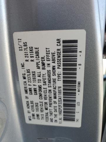 1HGCP2F32CA118976 - 2012 HONDA ACCORD LX SILVER photo 12