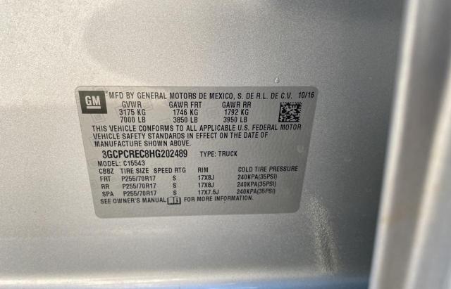 3GCPCREC8HG202489 - 2017 CHEVROLET SILVERADO C1500 LT SILVER photo 10