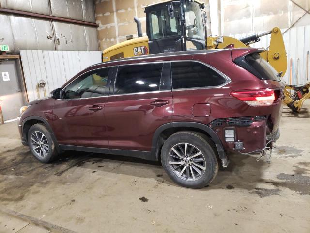 5TDJZRFH5KS945019 - 2019 TOYOTA HIGHLANDER SE ბურგუნდია ფოტო 2