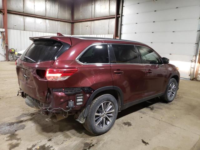5TDJZRFH5KS945019 - 2019 TOYOTA HIGHLANDER SE ბურგუნდია ფოტო 3