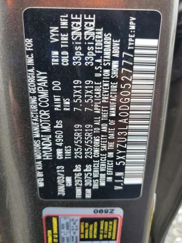 5XYZU3LA0DG052777 - 2013 HYUNDAI SANTA FE S BROWN photo 13