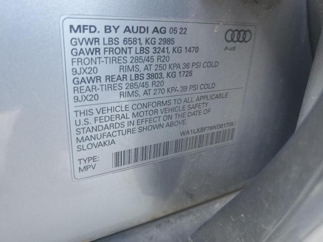 WA1LXBF76ND017081 - 2022 AUDI Q7 PREMIUM PLUS Gümüş foto 13