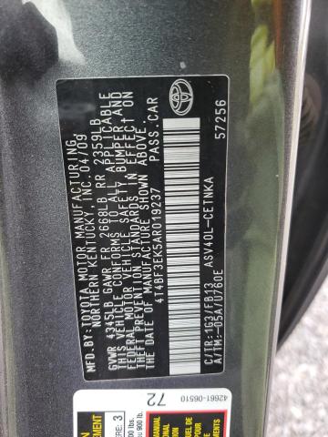 4T4BF3EK5AR019237 - 2010 TOYOTA CAMRY BASE GRAY photo 12