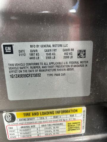 1G1ZA5E09CF273832 - 2012 CHEV MALIBU LS Серый фото 10