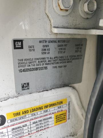 1G4GD5GD6BF203785 - 2011 BUICK LACROSSE CXL أبيض صورة 12