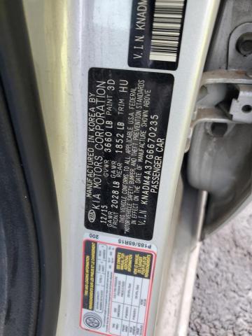 KNADM4A37G6670235 - 2016 KIA RIO LX WHITE photo 12