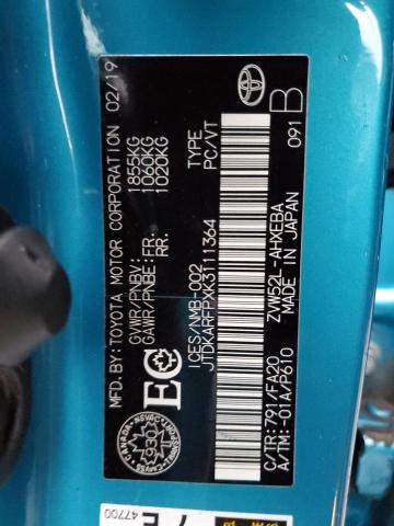 JTDKARFPXK3111364 - 2019 TOYOTA PRIUS PRIM 青绿色 照片 12