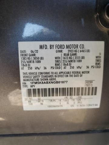 1FM5K8ABXNGB01877 - 2022 FORD EXPLORER POLICE INTERCEPTOR 灰色 照片 13