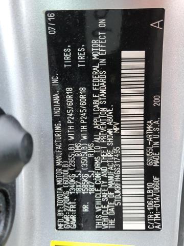 5TDJKRFH4GS317495 - 2016 TOYOTA HIGHLANDER XLE SILVER photo 14