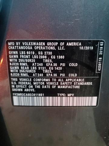 1V2MR2CA5KC611651 - 2019 VOLKSWAGEN ATLAS SEL Grafit foto 13