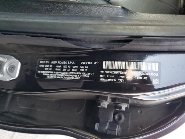 ZARFAEDN1H7536944 - 2017 ALFA ROMEO GIULIA Q4 黑色 照片 12
