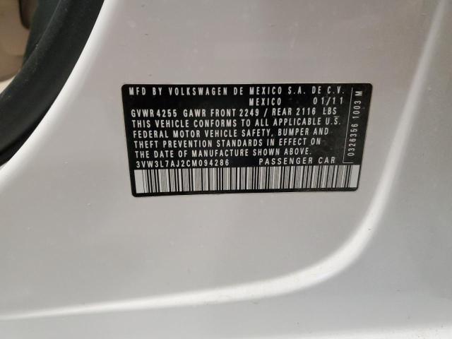 3VW3L7AJ2CM094286 - 2012 VOLKSWAGEN JETTA TDI თეთრი ფოტო 12