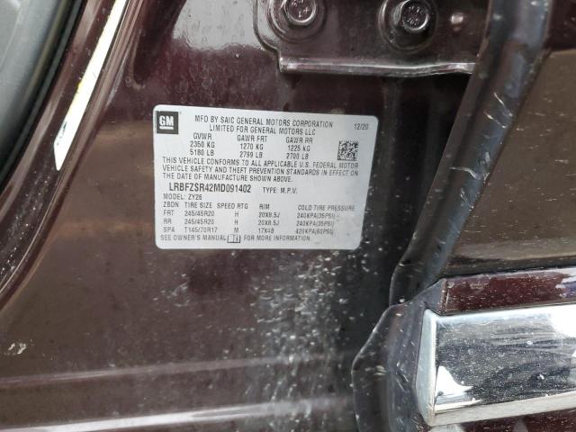 LRBFZSR42MD091402 - 2021 BUICK ENVISION AVENIR MAROON photo 13