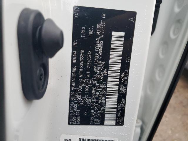 5TDGZRBHXLS510451 - 2020 TOYOTA HIGHLANDER XLE WHITE photo 12