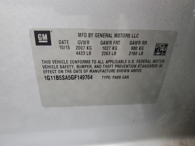 1G11B5SA5GF149764 - 2016 CHEVROLET MALIBU LIM LS Gümüş fotoğraf 12