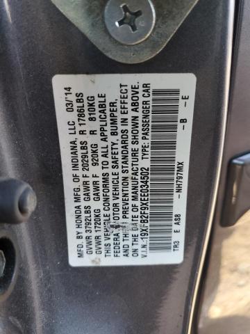19XFB2F9XEE034502 - 2014 HONDA CIVIC EXL GRAY photo 12