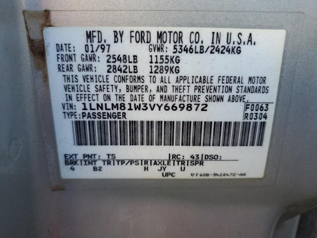 1LNLM81W3VY669872 - 1997 LINCOLN TOWN CAR EXECUTIVE Silber Foto 12