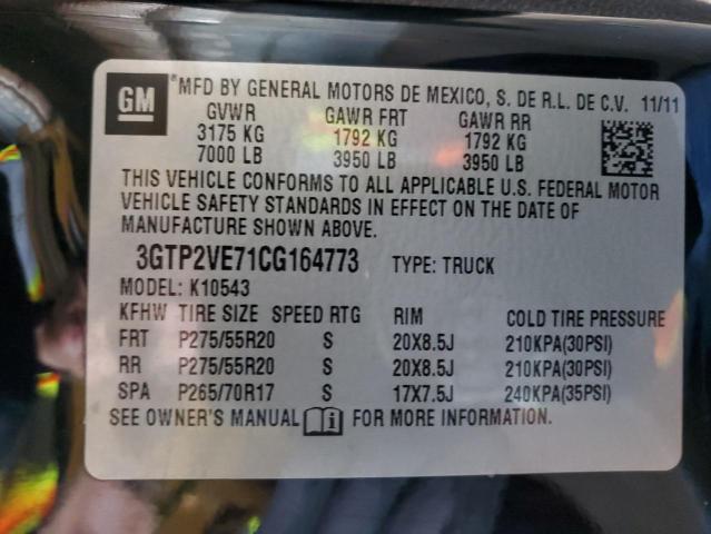 3GTP2VE71CG164773 - 2012 GMC SIERRA K1500 SLE BLACK photo 12