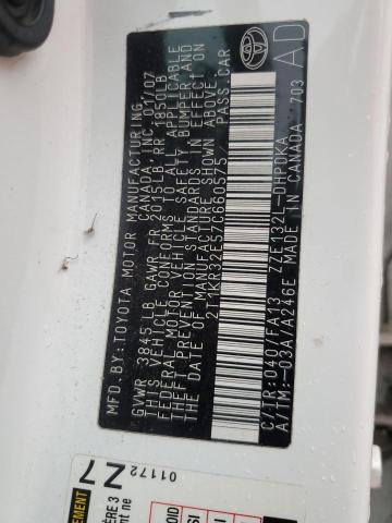 2T1KR32E57C660575 - 2007 TOYOTA COROLLA MA XR WHITE photo 12