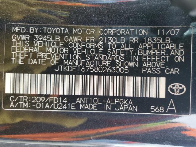 JTKDE167580263005 - 2008 TOYOTA SCION TC 黑色 照片 12
