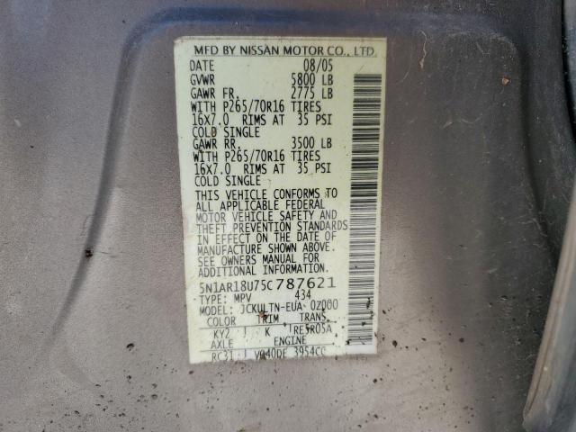 5N1AR18U75C787621 - 2005 NISSAN PATHFINDER LE 灰色 照片 13