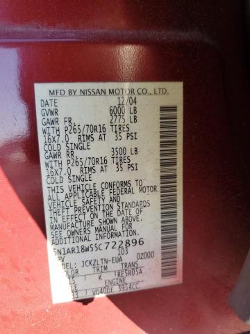 5N1AR18W55C722896 - 2005 NISSAN PATHFINDER LE ბურგუნდია ფოტო 14