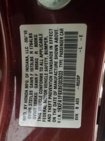 19XFA1F9XBE003033 - 2011 HONDA CIVIC EXL ბურგუნდია ფოტო 13