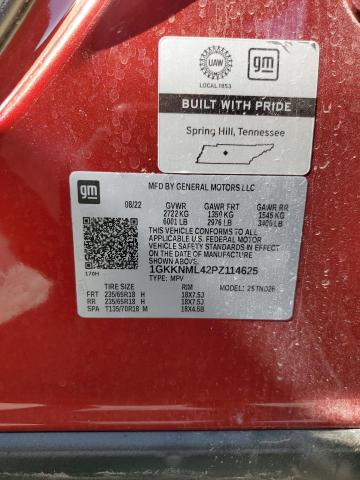 1GKKNML42PZ114625 - 2023 GMC ACADIA SLT RED photo 13