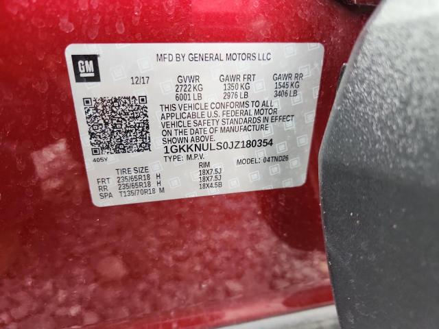 1GKKNULS0JZ180354 - 2018 GMC ACADIA SLT-1 RED photo 13
