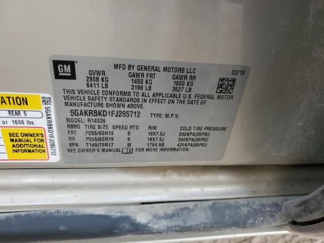5GAKRBKD1FJ285712 - 2015 BUICK ENCLAVE GOLD photo 13