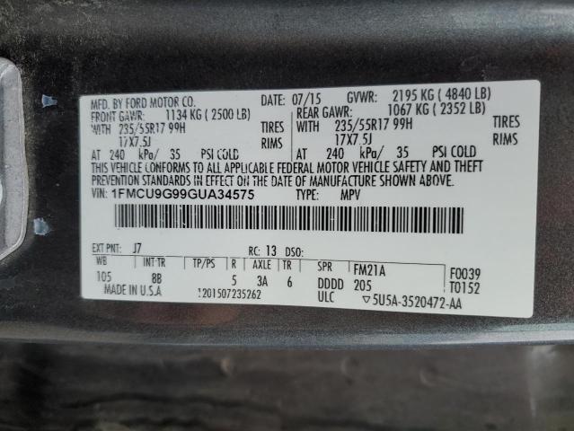 1FMCU9G99GUA34575 - 2016 FORD ESCAPE SE GRAY photo 13