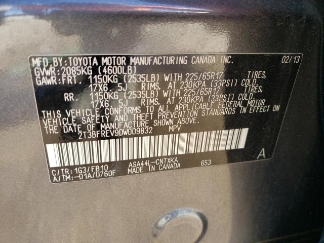 2T3BFREV9DW009832 - 2013 TOYOTA RAV4 LE GRAY photo 13